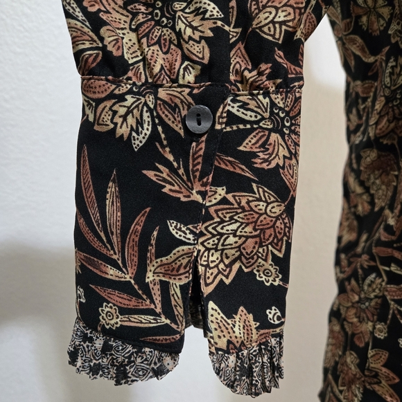 ​MISA Los Angeles Garance Blouse Gilded Paisley Floral Ruffle Puff Sleeve XS - Picture 6 of 15